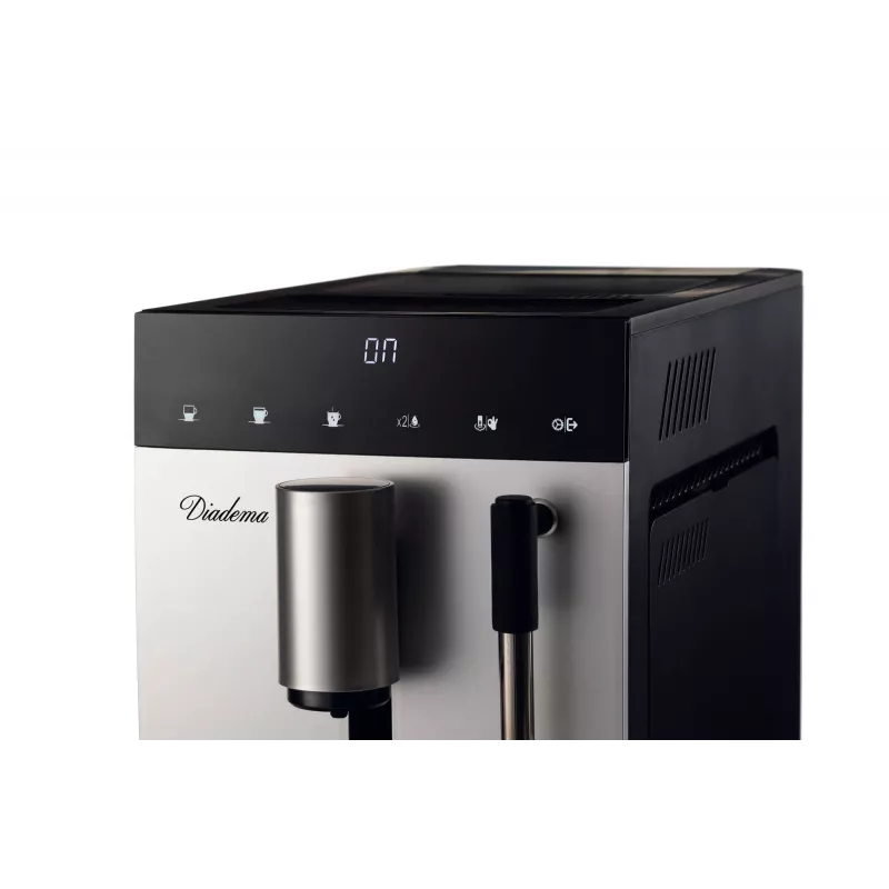 Ariete 1452 Diadema, automaatne kohvimasin, 1350 W, 19 bar rõhk, kohvi, americano ja kuuma vee jaoks, cappuccino seade, LED-ekraan, reguleeritav jaotur, hõbedane