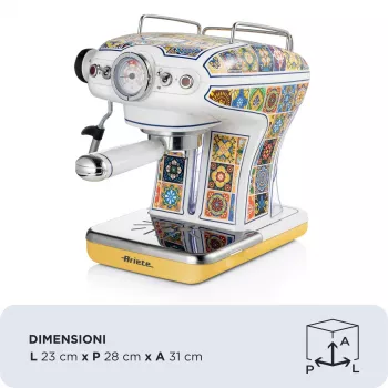 Ariete 1389 Positano kohvimasin, 850 W, paagi maht 0,9 l, filter 1 või 2 tassi jaoks, tilgapann, piimavahustaja
