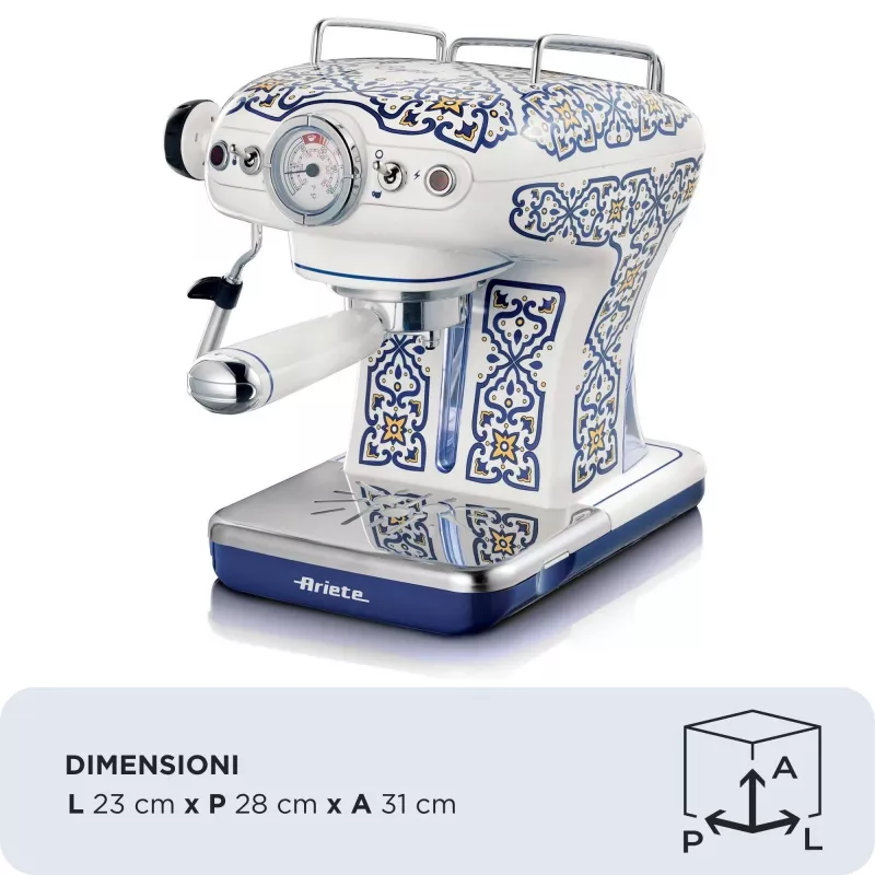 Ariete 1389 Capri kohvimasin, 850 W, paagi maht 0,9 l, filter 1 või 2 tassi jaoks, tilkumisalus, piimavahustaja