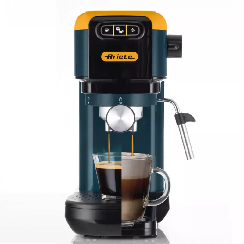 Ariete 1399 Espressomasin, pulbri ja ESE-padjadele, 1300 W, 1,1 l mahutavus, 15 bar rõhk, 1, 2 tassi ja ESE-padi filter, Cappuccino, kollane