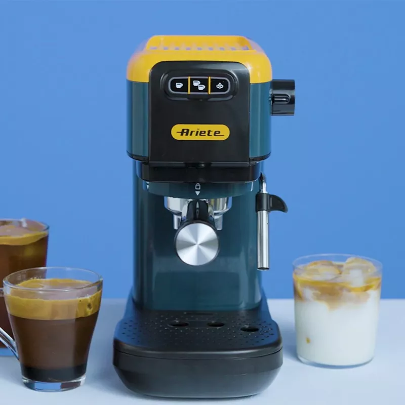 Ariete 1399 Espressomasin, pulbri ja ESE-padjadele, 1300 W, 1,1 l mahutavus, 15 bar rõhk, 1, 2 tassi ja ESE-padi filter, Cappuccino, kollane