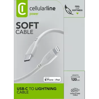 Cellularline Soft kaabel 120 cm - USB-C to Lightning USB-C to Lightning pehme puutega kaabel