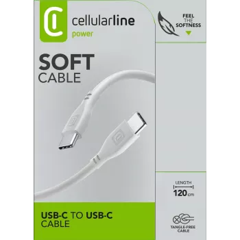 Cellularline Soft kaabel 120 cm – USB-C kuni USB-C USB-C kuni USB-C pehme puutetundlik kaabel