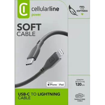 Cellularline Soft kaabel 120 cm - USB-C to Lightning USB-C to Lightning soft touch kaabel