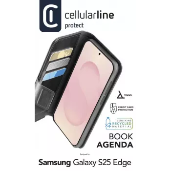 Cellularline Book Agenda Galaxy S25 Edge nahkeffektiga voldikümbris magnetilise sulguriga