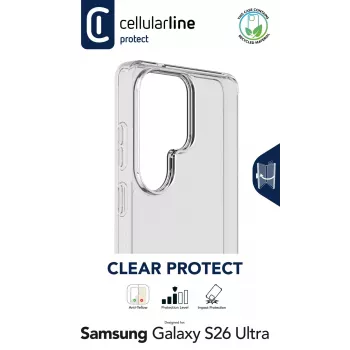 Cellularline Clear Protect - Galaxy S26 Ultra kõva ümbris kummist äärtega