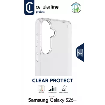 Cellularline Clear Protect - Galaxy S26+ kõva ümbris kummist äärtega