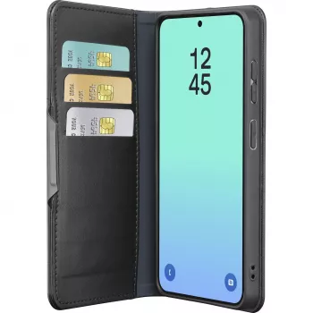 Cellularline Book Agenda - Galaxy S26 raamatustiilis ümbris kunstnahast viimistlusega, magnetkinnisega, RFID-kaitsega ja alusfunktsiooniga.