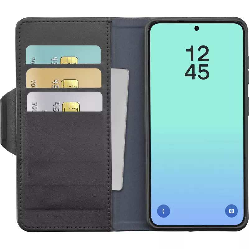 Cellularline Book Agenda - Galaxy S26 raamatustiilis ümbris kunstnahast viimistlusega, magnetkinnisega, RFID-kaitsega ja alusfunktsiooniga.