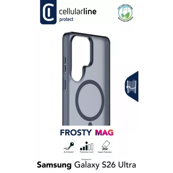 Cellularline FROSTY MAG – Galaxy S26 Ultra poolläbipaistev ümbris mati viimistluse ja värviliste äärtega, ühildub Qi2 ökosüsteemi ja Samsungi magnetsete tarvikutega
