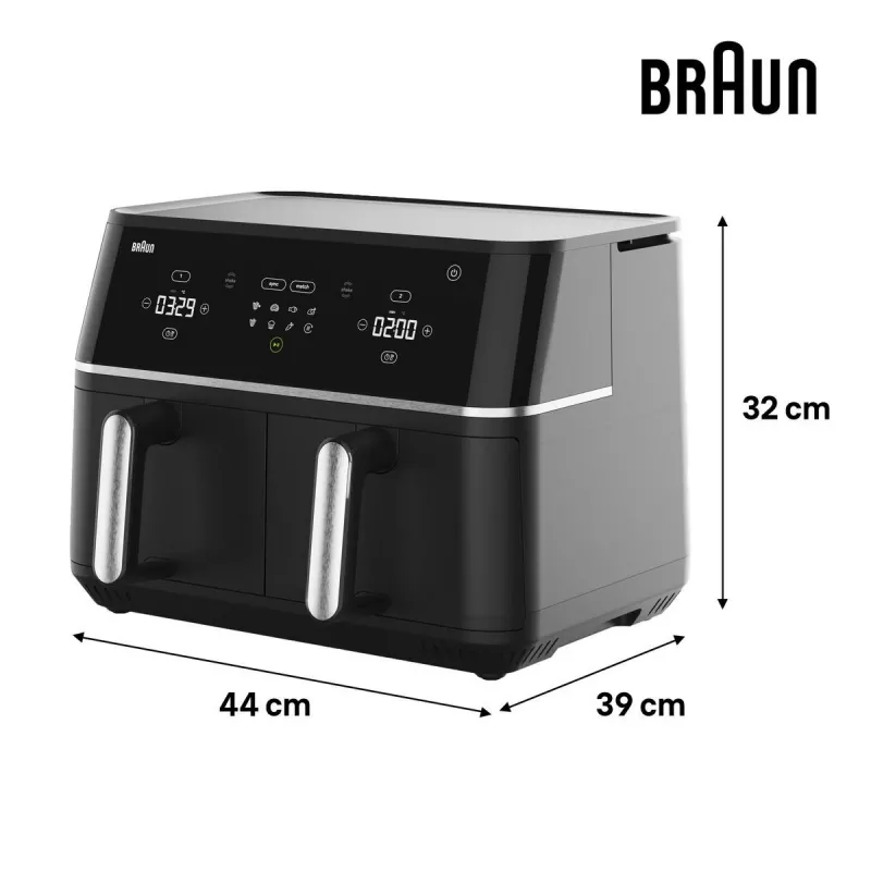Braun TD 5030I BK Double 10 L Eraldiseisev 2400 W Kuumõhufritüür Must, Hõbedane