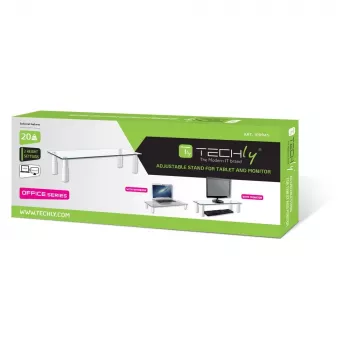 Techly klaasist alus monitorile/sülearvutile, eraldiseisev, 20 kg, 33 cm (13 tolli), 81,3 cm (32 tolli), kõrguse reguleerimine, läbipaistev