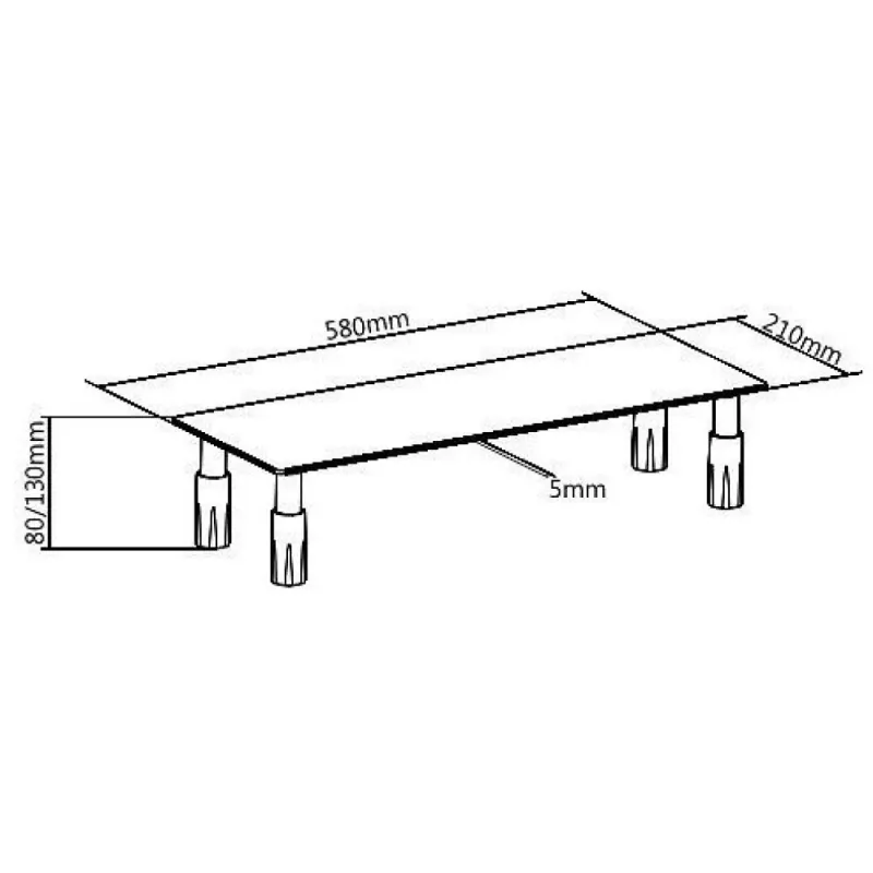 Techly klaasist alus monitorile/sülearvutile, eraldiseisev, 20 kg, 33 cm (13 tolli), 81,3 cm (32 tolli), kõrguse reguleerimine, läbipaistev