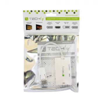 Techly IADAP DP-COMBOF3 video kaabliadapter DisplayPort DisplayPort + DVI + HDMI Valge