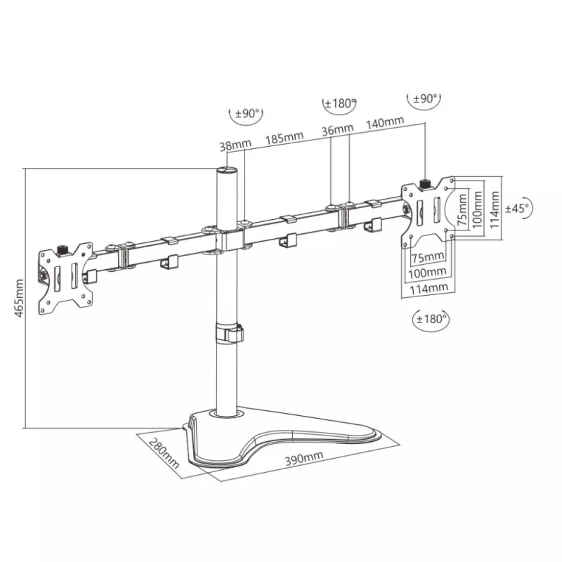 Techly ICA-LCD 2524 monitori kinnitus/alus 81,3 cm (32 tolli) lauale must