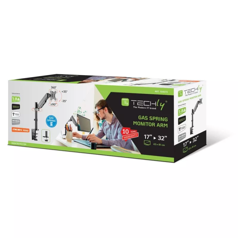 Techly ICA-LCD 515B monitorikinnitus / alus 81,3 cm (32 tolli) Laua kinnitus Must