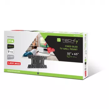 Techly õhuke seinakinnitus OLED-telerile 32-65 tolli must, 81,3 cm (32 tolli), 165,1 cm (65 tolli), 30 kg, 100 x 100 mm, 400 x 200 mm, must