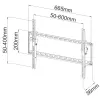 Techly fikseeritud seinakinnitus LED-telerile LCD 40-65 tolli, 165,1 cm (65 tolli), 200 x 200 mm, 600 x 400 mm, -12 - 0°, metall, must