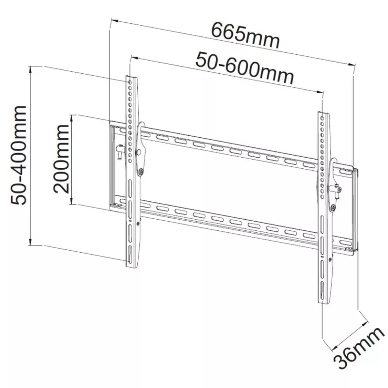 Techly fikseeritud seinakinnitus LED-telerile LCD 40-65 tolli, 165,1 cm (65 tolli), 200 x 200 mm, 600 x 400 mm, -12 - 0°, metall, must