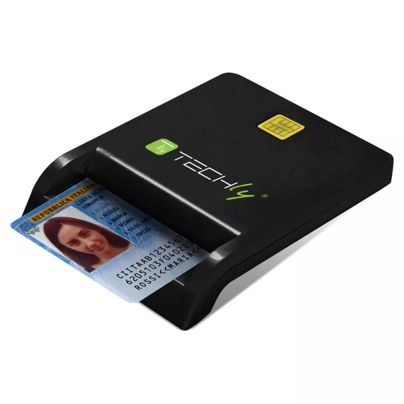 Techly Compact Smart Card Reader/Writer USB-C™ Valge, USB 2.0, 1,5 m, Must, 102 g