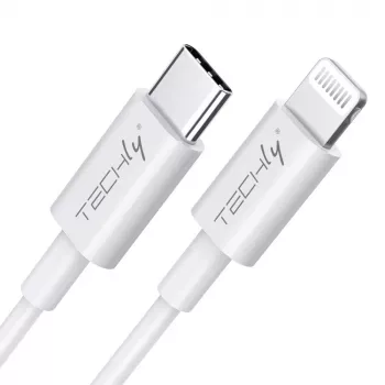 Techly laadimis- ja sünkroonimiskaabel USB-C Lightningule 1 m valge