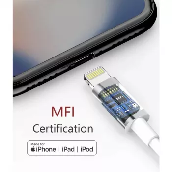 Techly laadimis- ja sünkroonimiskaabel USB-C Lightningule 1 m valge