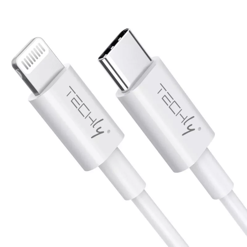 Techly laadimis- ja sünkroonimiskaabel USB-C Lightningule 1 m valge