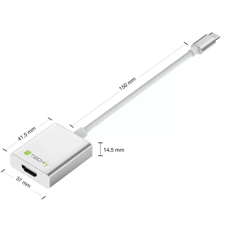 Techly konverterkaabel adapter USB 3.1 Type C HDMI-le 1.4, 3.2 Gen 2 (3.1 Gen 2), USB USB-C, HDMI väljund