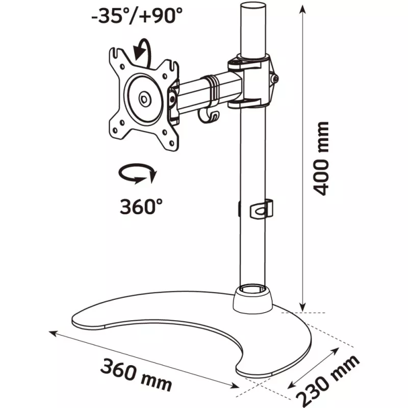 Techly lauaalus ühele monitorile 13–27 tolli, alusega, kõrgus 400 mm, ICA-LCD 3400, 68,6 cm (27 tolli), must