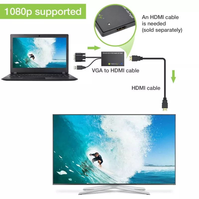 Techly kaabel Converter SVGA and Audio to HDMI IDATA HDMI-VGA3