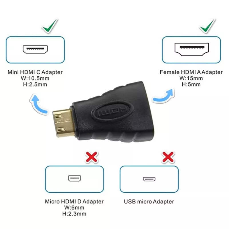 Techly HDMI Mini HDMI-le Type C F / M Adapter IADAP HDMI-MC, Mini HDMI, HDMI, Must