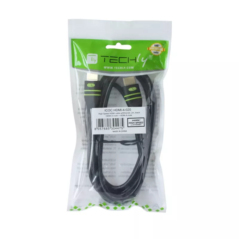 Techly 2 m kiire HDMI-kaabel Ethernetiga A/A M/M ferriidiga ICOC HDMI-FR-020