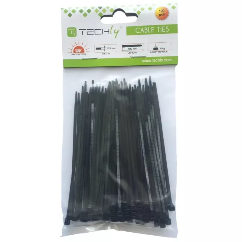 Techly kaabliside nailonist plaaster 100x2,5 mm 100 tk must ISWT-10025-BK
