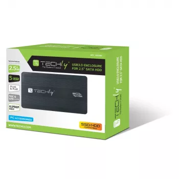 Techly väline karp USB 3.0 2,5 SATA” I-CASE SU3-25B, 2,5 tolli, Serial ATA, 5 Gbit/s, must