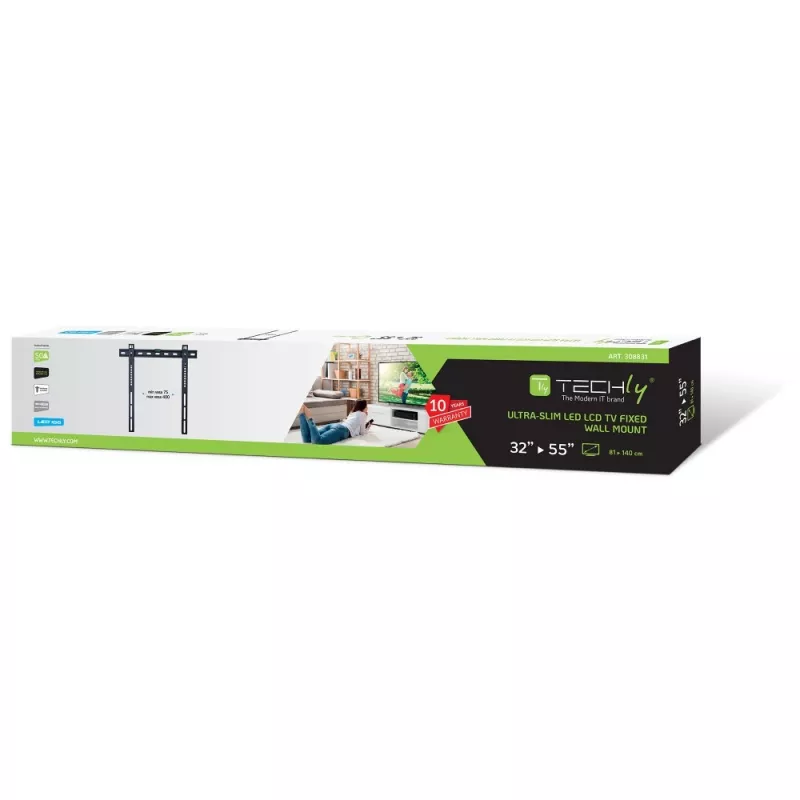 Techly seinale kinnitatav üliõhuke kinnitus LED TV LCD 23-55 must” ICA-PLB 140M