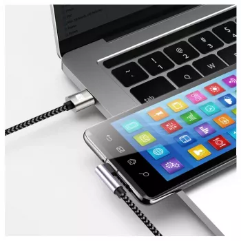 Techly ICOC MU2CC9-005-AL USB-kaabel USB 2.0 0,5 m USB C Hall, Must
