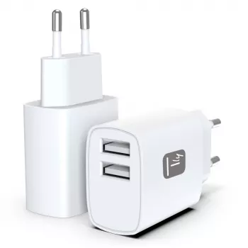 Techly IPW-USB-12W2A mobiilseadme laadija Kõrvaklapid, Kaasaskantav kõlar, Akupank, Nutitelefon, Tahvelarvuti Valge Vahelduvvool Siseruumides