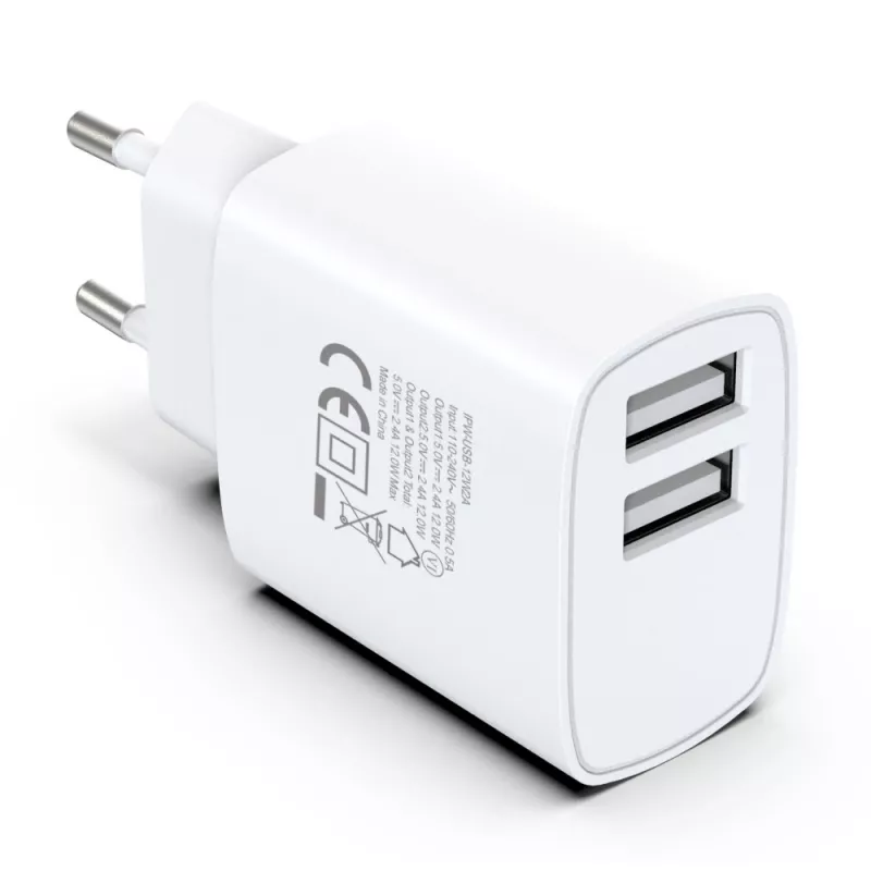 Techly IPW-USB-12W2A mobiilseadme laadija Kõrvaklapid, Kaasaskantav kõlar, Akupank, Nutitelefon, Tahvelarvuti Valge Vahelduvvool Siseruumides