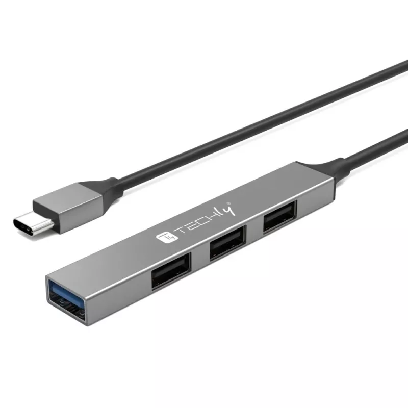 Techly IUSB32-HUB4C-3U2SLS sülearvuti dokkimisjaam/portrepiklaator Juhtmega USB 3.2 Gen 1 (3.1 Gen 1) USB-C Hall