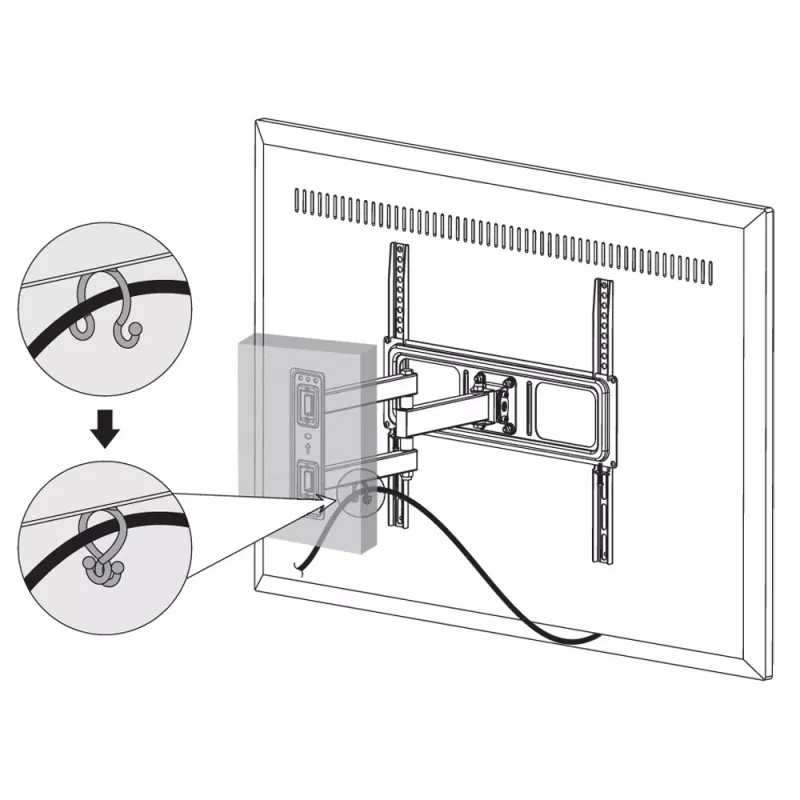 Techly 32–55-tolline täisliigutusega LED-LCD-teleri seinakinnitus, 400 x 400 mm, -15–10°, 10–90°, 180°, teras, must
