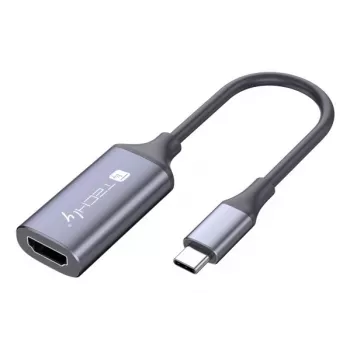 Techly I-USB-VIDEO-C4K videokaabli adapter HDMI Type A (Standard) USB USB-C hõbedane