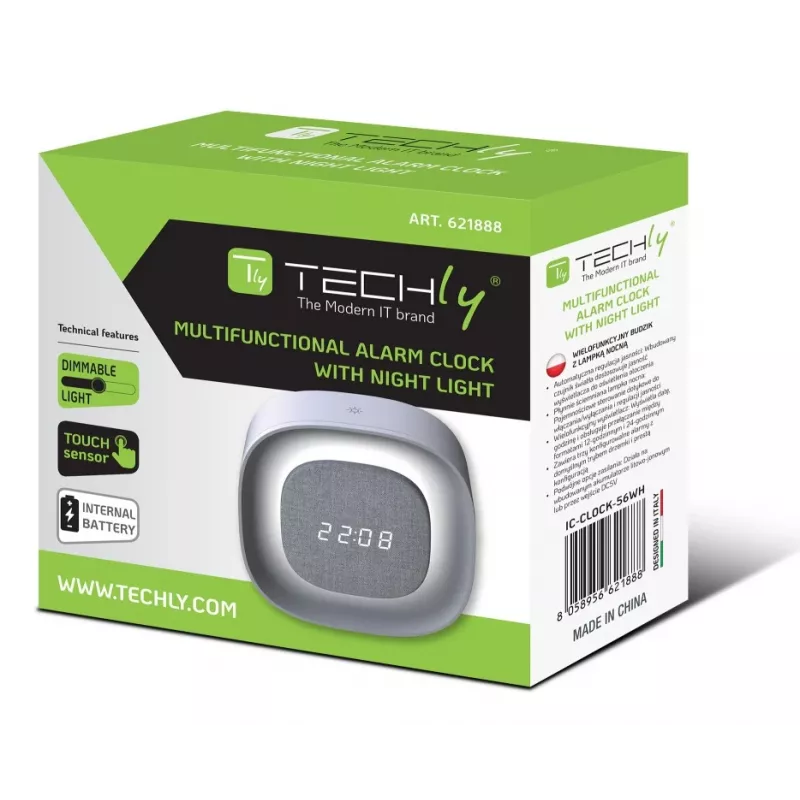 Techly IC-CLOCK-56WH äratuskell Digitaalne äratuskell Hall, Valge