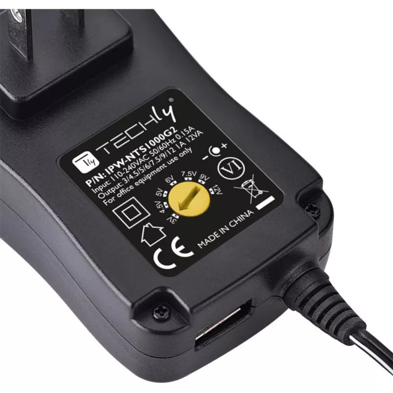 Techly IPW-NTS1000G2 toiteadapter/inverter Siseruumidesse 12 W Must