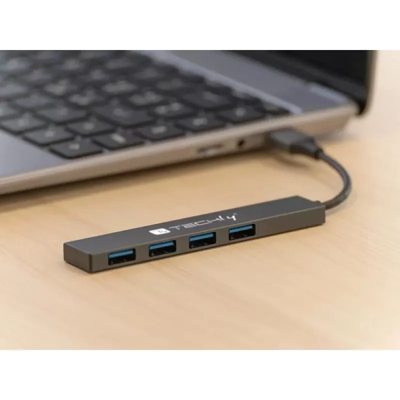 Techly IUSB32-HUB4A-4U3SL sülearvuti dokkimisjaam/portide paljundaja juhtmega USB 3.2 Gen 1 (3.1 Gen 1) Type-A Hall