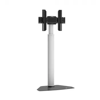 Techly põrandastatiiv teleritele 32 inch kuni 65 inch, 165,1 cm (65 inch), 400 x 200 mm, 600 x 400 mm, 90°, Alumiinium, Must, Hõbedane