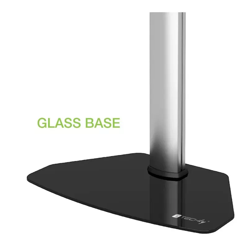 Techly põrandastatiiv teleritele 32 inch kuni 65 inch, 165,1 cm (65 inch), 400 x 200 mm, 600 x 400 mm, 90°, Alumiinium, Must, Hõbedane