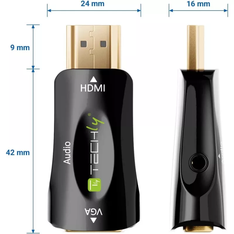 Techly IDATA HDMI-VGA2MABT2 videosignaalimuundur Passiivne videomuundur 1920 x 1080 pikslit