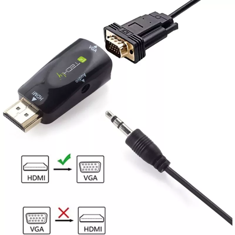 Techly IDATA HDMI-VGA2MABT2 videosignaalimuundur Passiivne videomuundur 1920 x 1080 pikslit