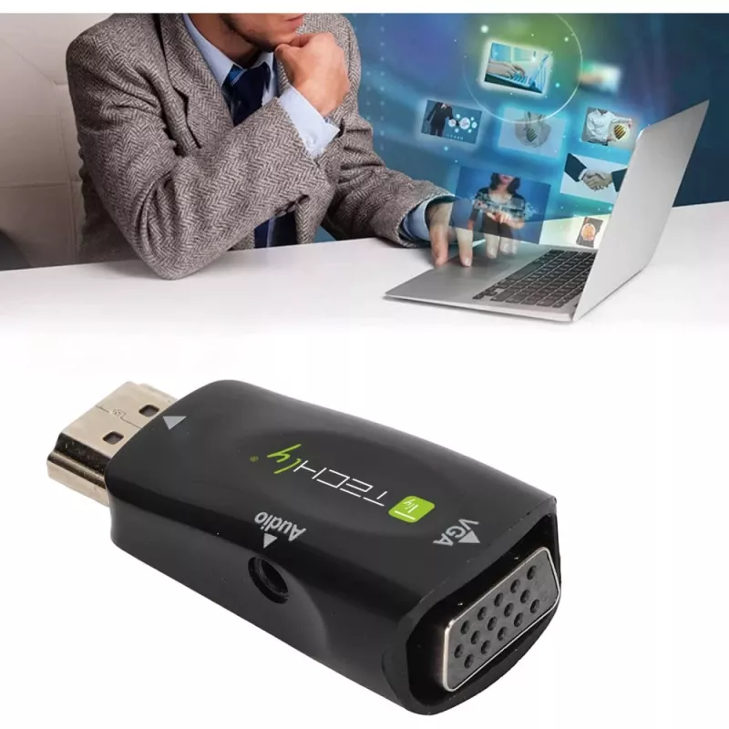 Techly IDATA HDMI-VGA2MABT2 videosignaalimuundur Passiivne videomuundur 1920 x 1080 pikslit