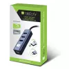 Techly IDATA USB-ETGIGA3AA sülearvuti dokkimisjaam/portide paljundaja Juhtmega USB 3.2 Gen 1 (3.1 Gen 1) Type-A Must, Hõbedane